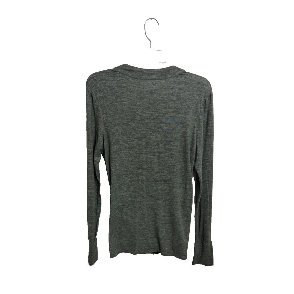 Athleta Odyssey V-neck Wrap Top Size L Long Sleeve Stretch Knit Yoga Green - Picture 2 of 7
